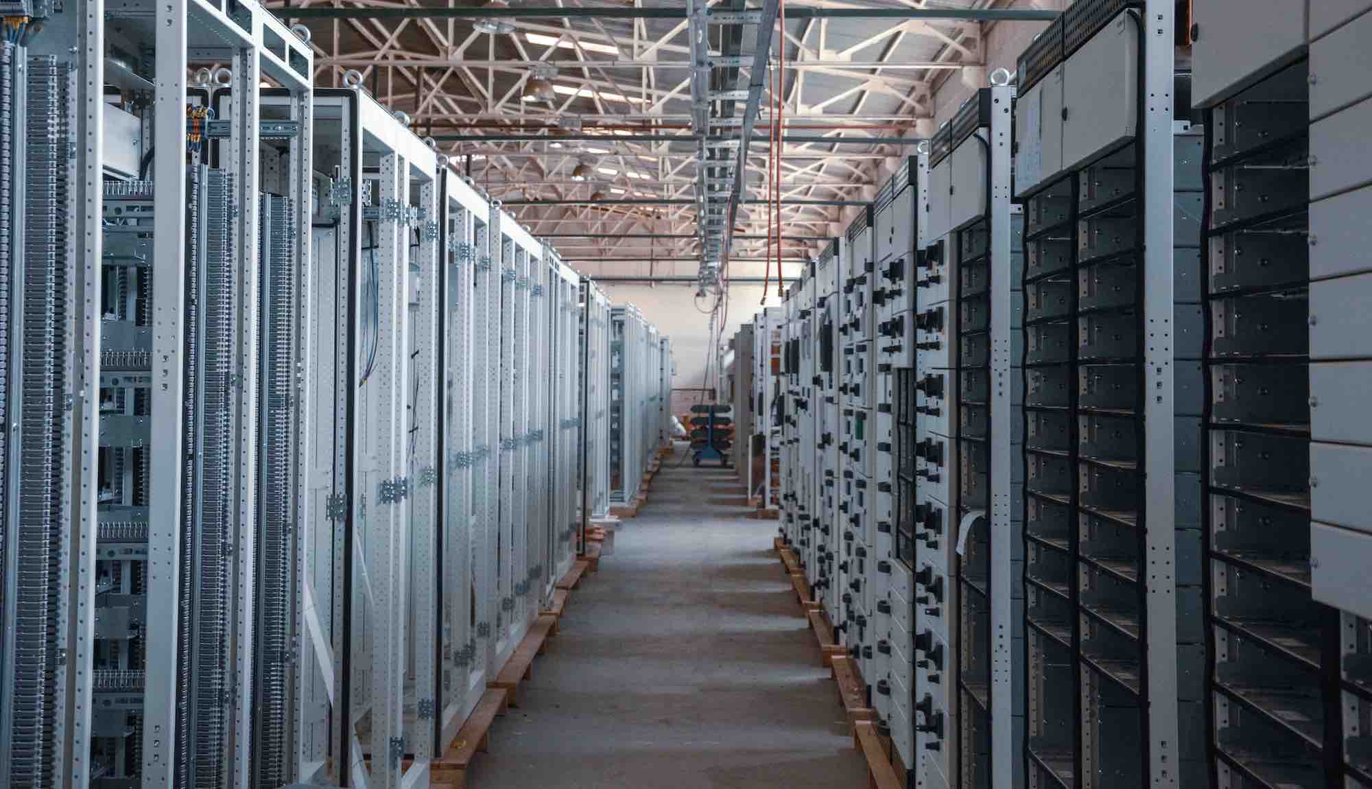 Empty data cabinets inside data centre