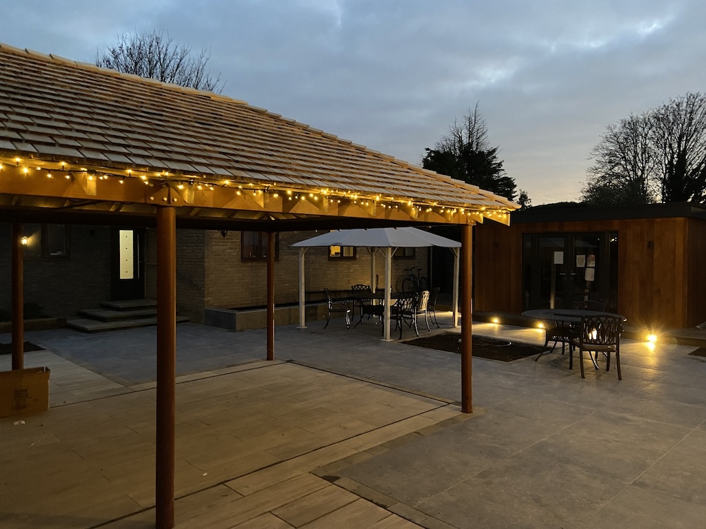 Lighting on a garden veranda