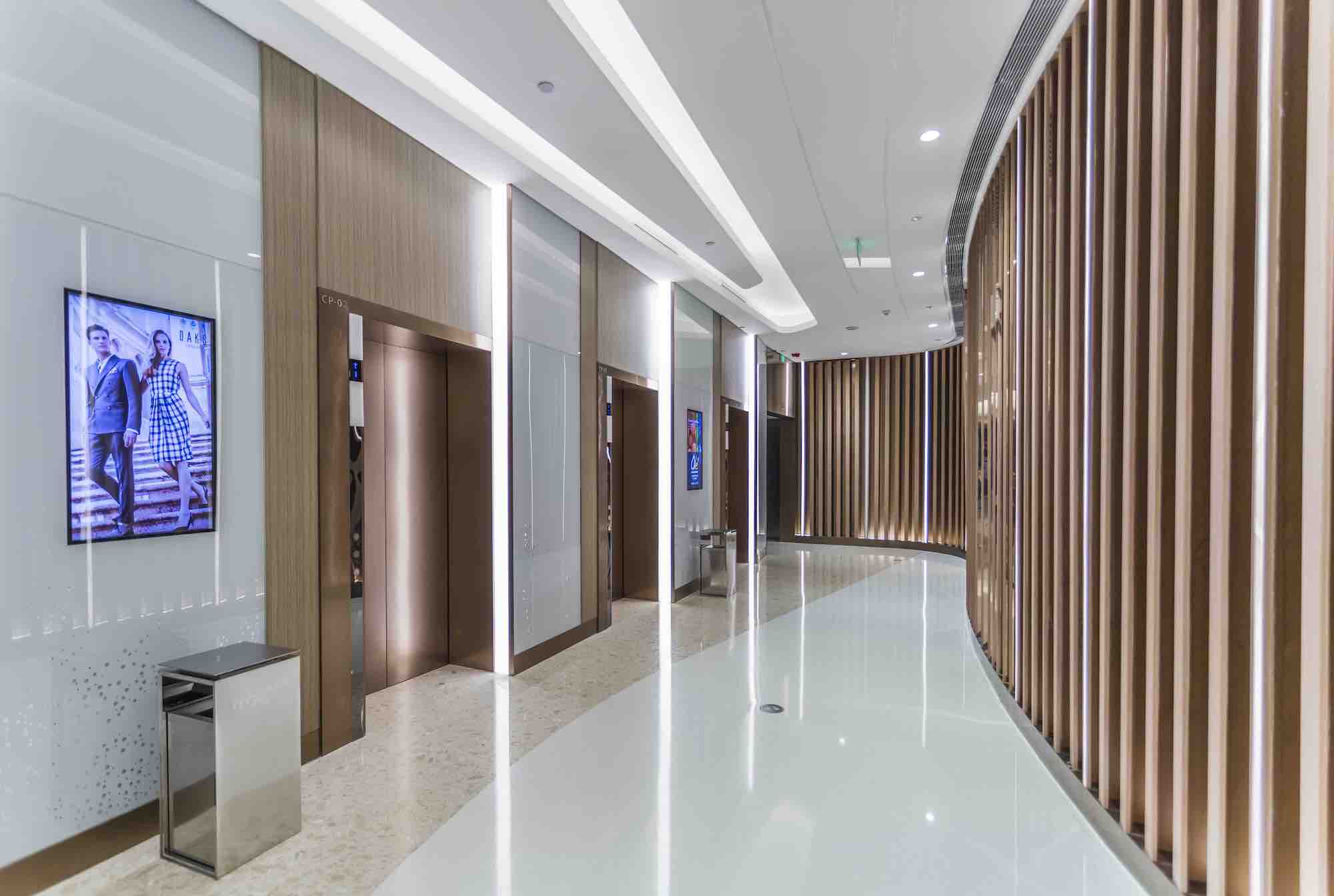 Hotel lobby building with modern lighting